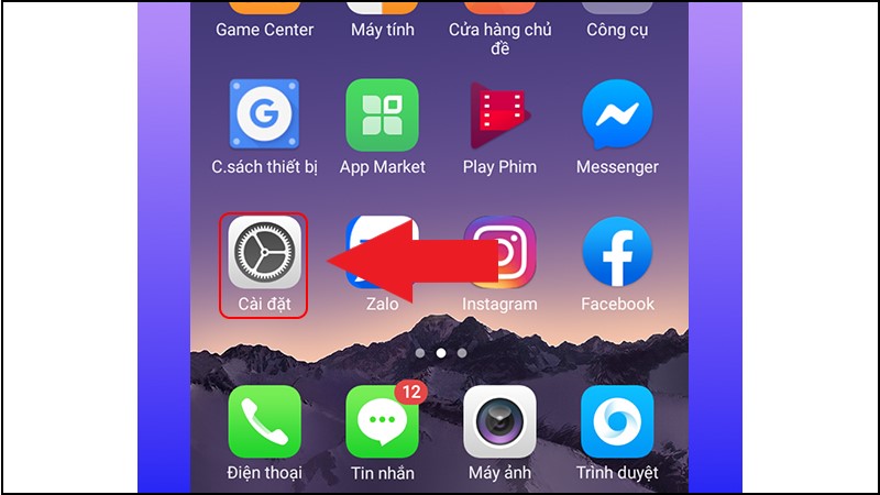 Bạn chọn vào mục cài đặt