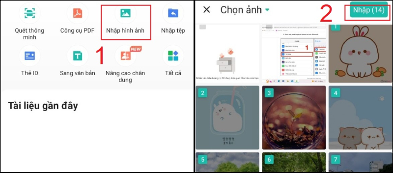 Chọn hình ảnh cần gộp