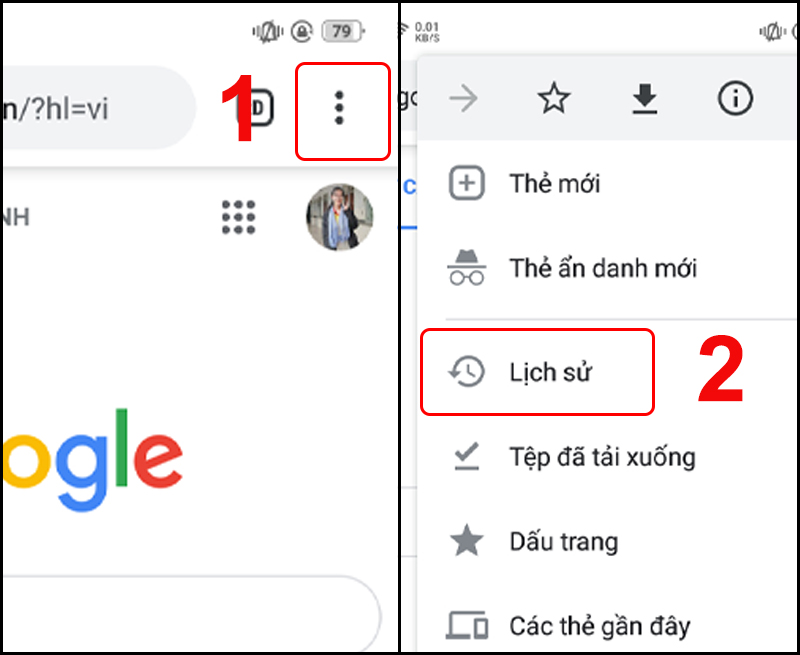 Truy cập vào Google Chrome để xóa lịch sử duyệt web của điện thoại