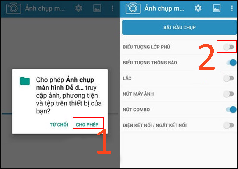 Bước 1: Bạn mở ứng dụng Screenshot Easy lên > Xác nhận truy cập bộ nhớ thiết bị Android của bạn.