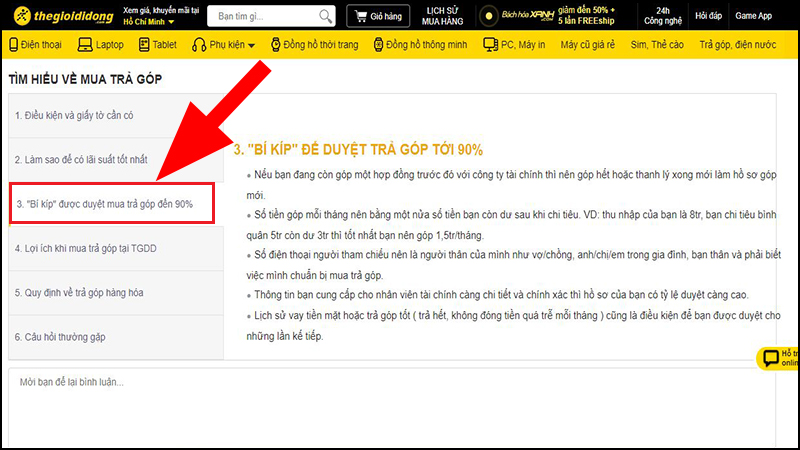 Bí kíp được duyệt mua trả chậm đến 90%