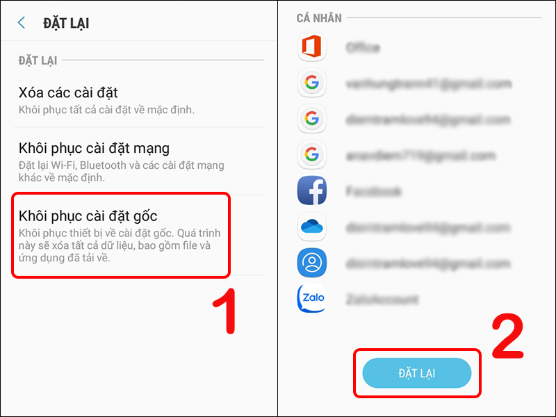 Cách khôi phục cài đặt gốc điện thoại Samsung