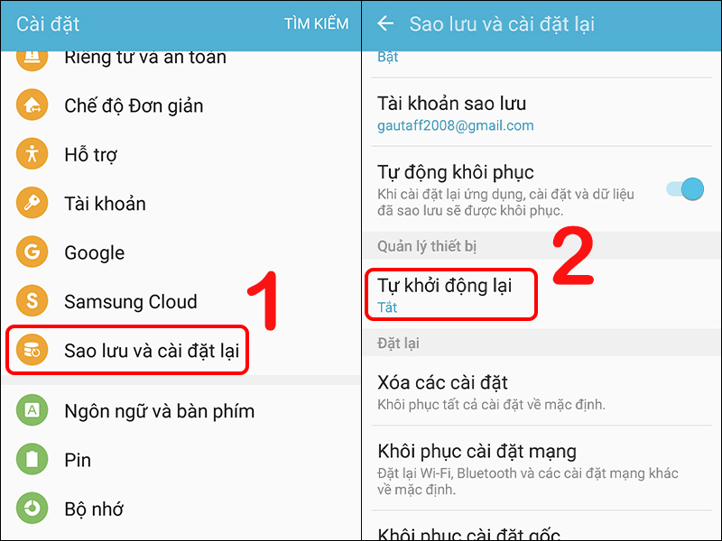 Cách tắt tính năng Tự khởi động lại điện thoại Samsung