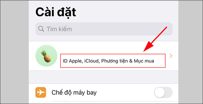 Nhấp chọn tài khoản Apple