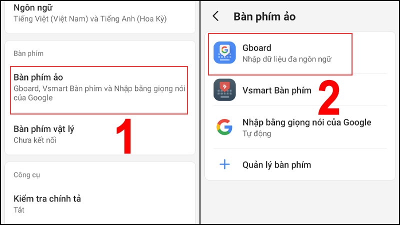 Chọn bàn phím ảo