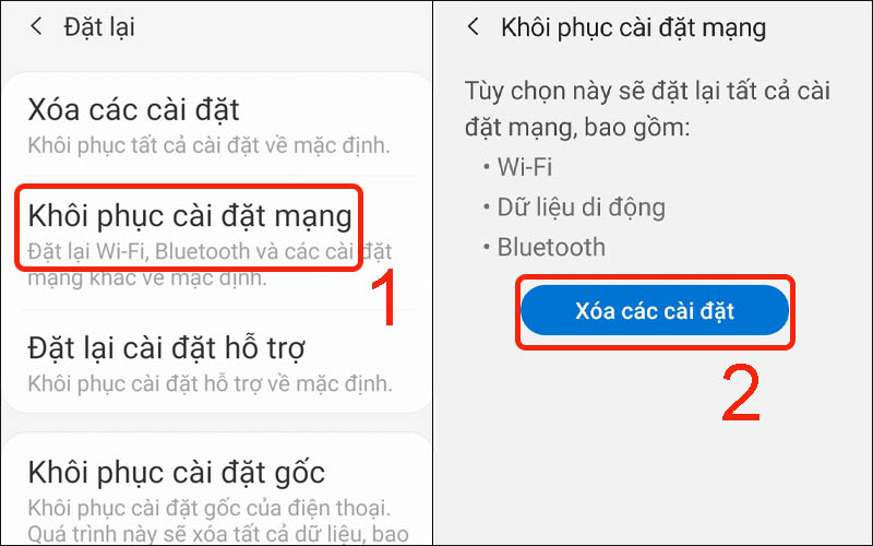 Đặt lại cài đặt mạng trên điện thoại