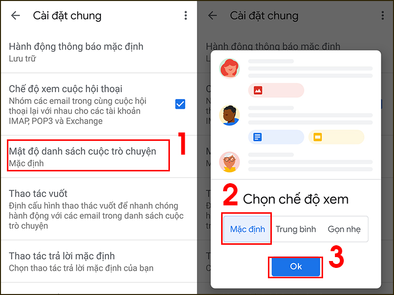 Thay đổi chế độ xem của Mật độ danh sách cuộc trò chuyện