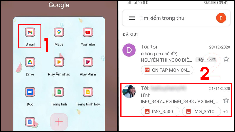 Tìm hình ảnh cần tải trong mail