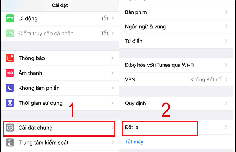 Vào mục Cài đặt chung để đặt lại iPhone