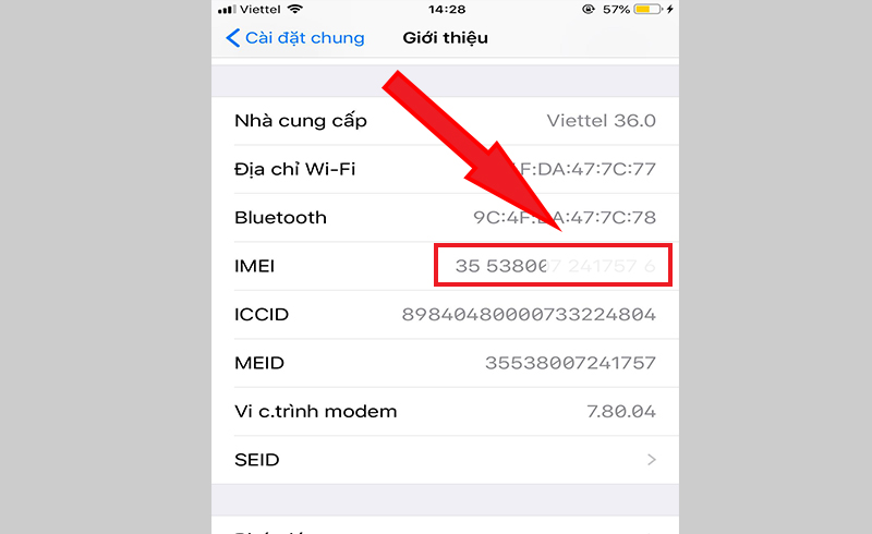 Tìm mã IMEI cho iPhone