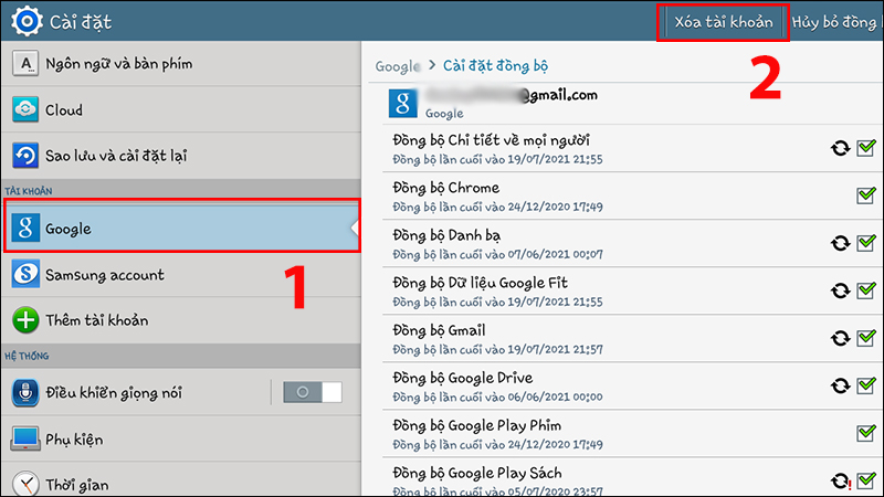 Xóa tài khoản Google trên thiết bị di động