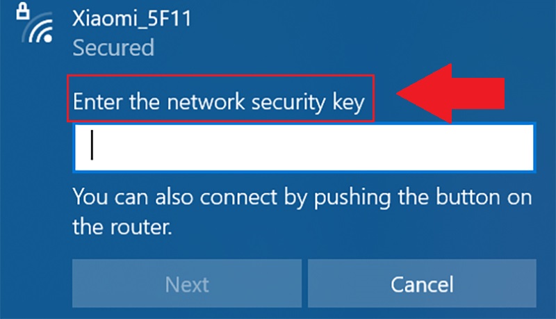 Enter the network security key