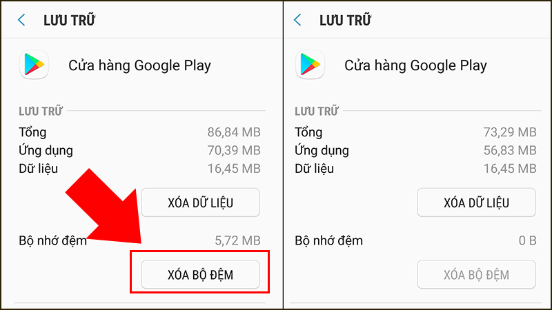 Chọn Xóa bộ đệm