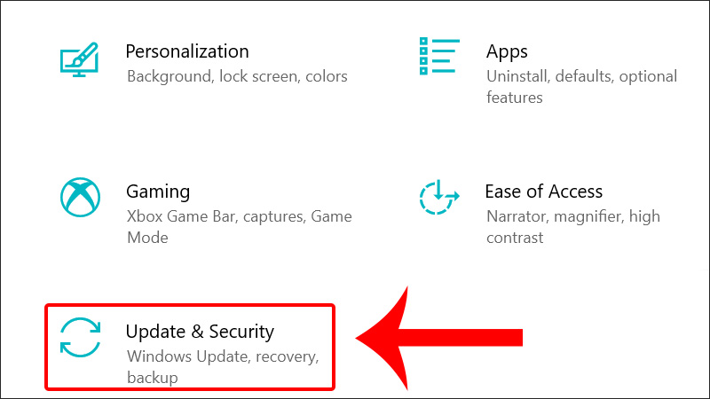 Nhấn tổ hợp phím Windows Key + I và chọn Update & Security