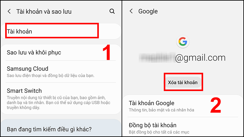 Xóa tài khoản Google trên điện thoại