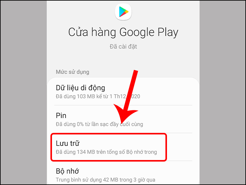 Xóa dữ liệu của CH Play