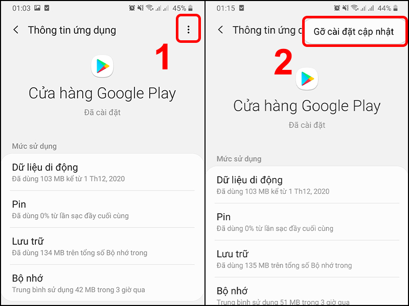 Gỡ cài đặt cập nhật của CH Play