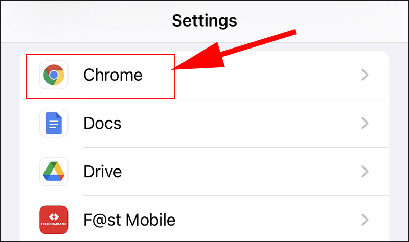  Kéo xuống và chọn Chrome