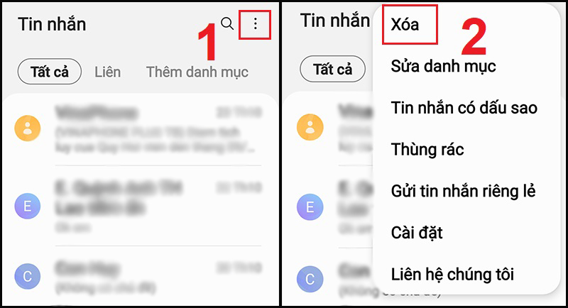Thực hiện các bước để xóa tin nhắn