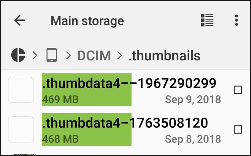 File .thumbnails trên điện thoại Android