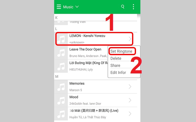  Nhấn Set Ringtone để đặt làm nhạc chuông