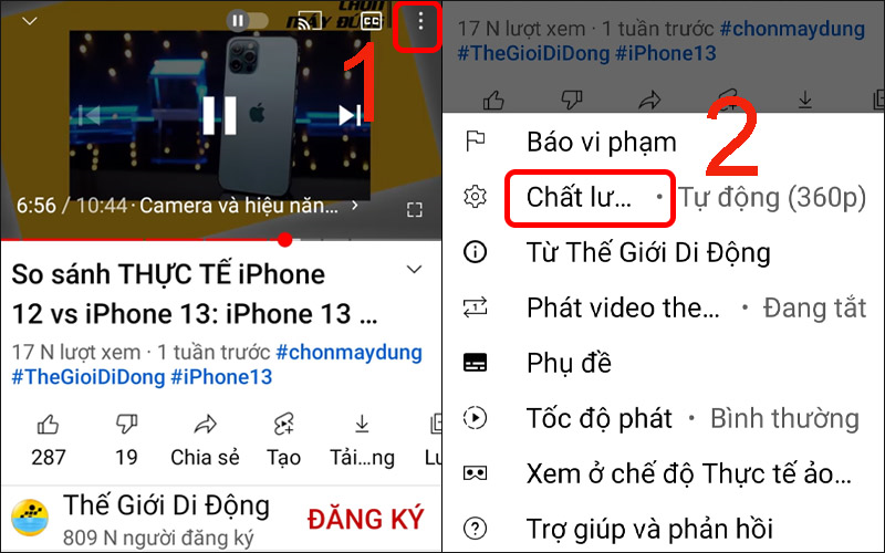 Tùy chỉnh chất lượng video YouTube