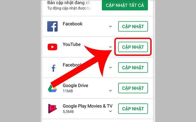 Cập nhật YouTube trên Android