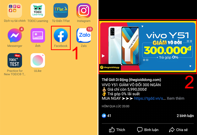 Vào Facebook và nhấn giữ hình ảnh mà bạn muốn tải