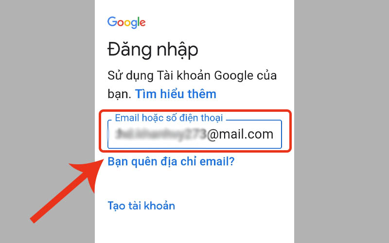  Đăng nhập email mà bạn muốn thêm vào