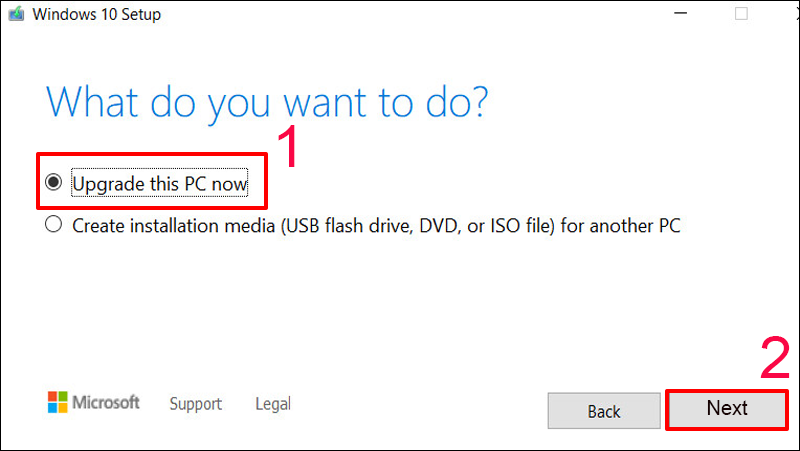 Chọn Upgrade this PC now