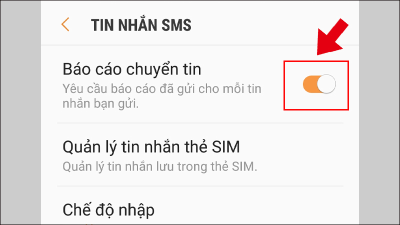 Gạt nút sang phải để bật thông báo