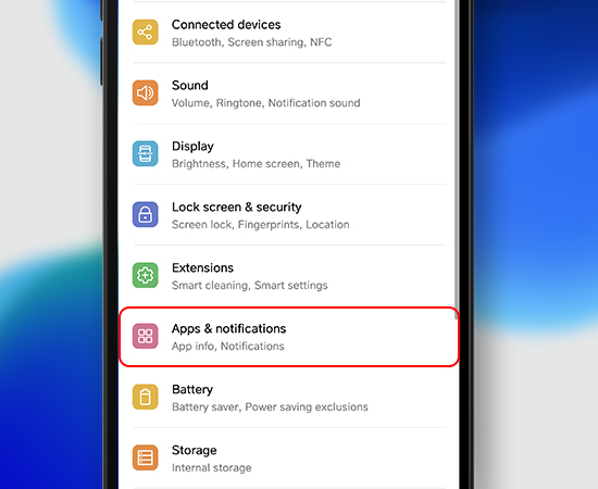 1. Vào Settings (Cài đặt) > Apps & Notifications (Ứng dụng và thông báo)