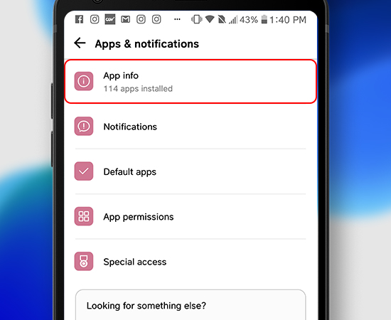 2. Vào App info