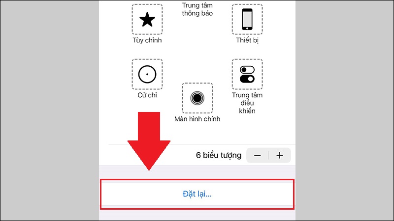 Chọn Đặt lại để reset cử chỉ