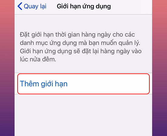 Chọn Thêm giới hạn