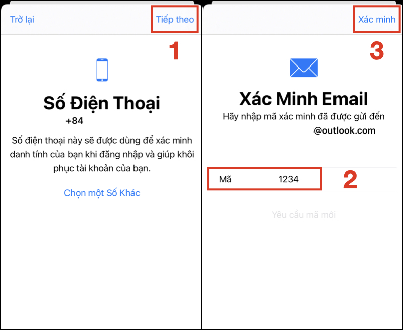 Xác minh bằng điện thoại và email