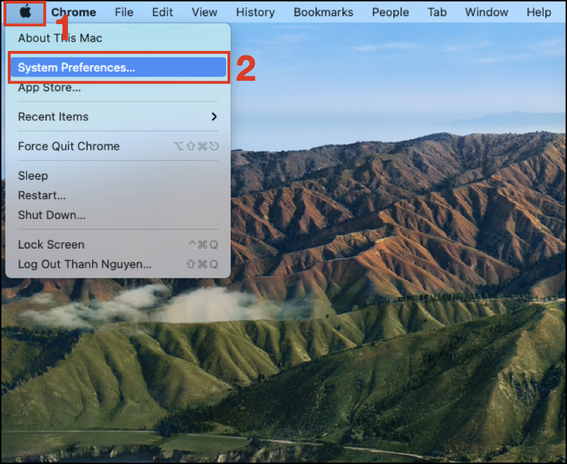 Nhấn chọn System Preferences