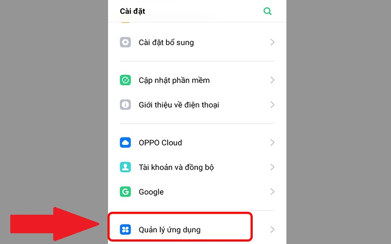 Chọn Quản lý ứng dụng
