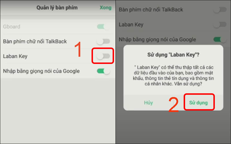 Nhấn vào mục Laban Key rồi chọn Sử dụng