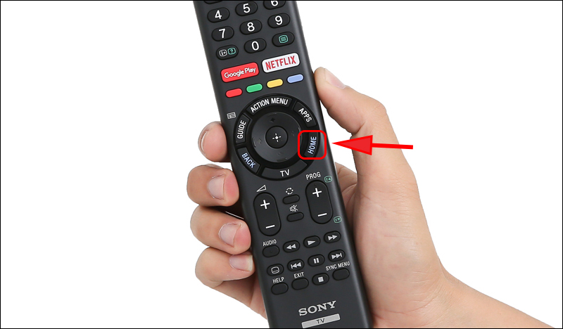 Nhấn nút HOME trên remote Sony