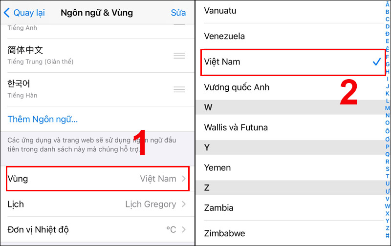 Chọn khu vực bạn đang sinh sống