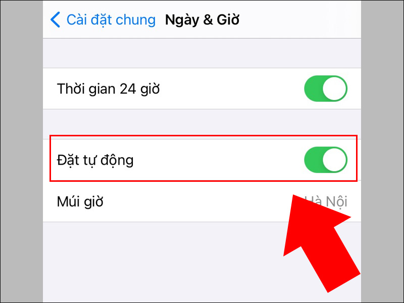 Kích hoạt tùy chọn đặt thời gian tự động
