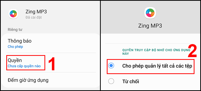 Bật tất cả các quyền lên