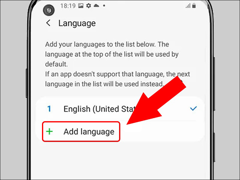Nhấn vào thêm ngôn ngữ (Add language)
