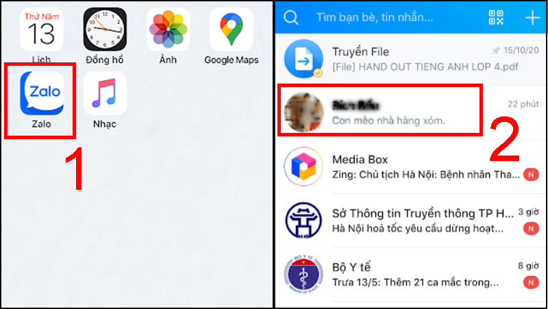Mở cuộc trò chuyện cá nhân với người có chung nhật ký, bài đăng với bạn trên Zalo