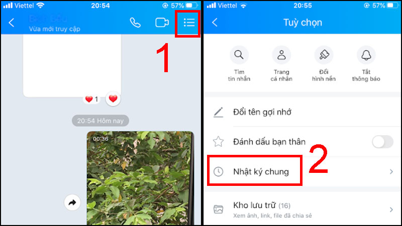 Mở Nhật ký chung của hai người lên