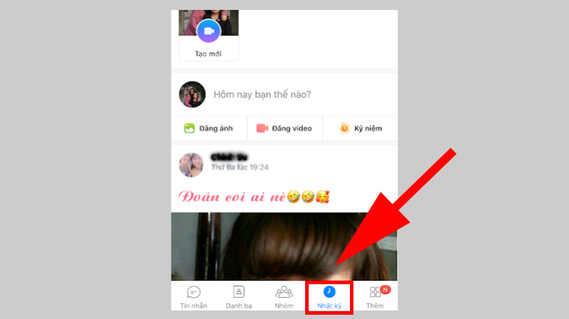 Truy cập vào phần Nhật ký trên ứng dụng Zalo