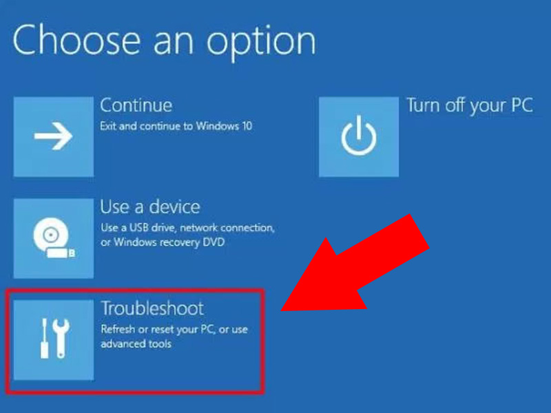 Nhấn vào Troubleshoot