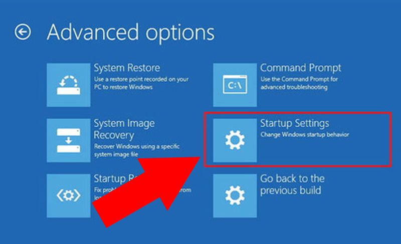 Chọn Startup Settings trong Advanced Options