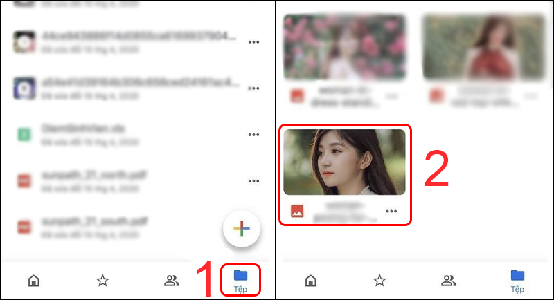Vào ứng dụng Google Drive và chọn Tệp